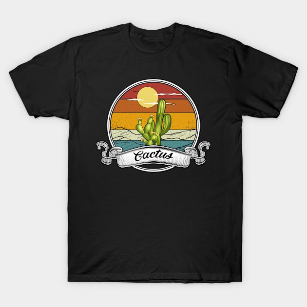 Retro Vintage Saguaro Cactus Cactus Sunset Desert Cactaceae T-Shirt by Dhmsh